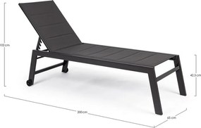 Șezlong de grădină gri antracit din metal Hilde – Bizzotto