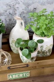 Ghiveci din ceramică cu imprimeu floral, verde, H15/D13,5 cm, „Laval”