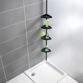 Raft pentru baie negru telescopic, pentru colț din plastic Compact – Wenko