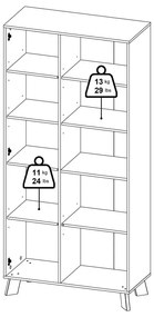 Bibliotecă albă-în culoare naturală cu aspect de lemn de stejar 89x188x40 cm Ikast – Tvilum