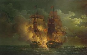 Reproducere Battle Between the French Frigate 'Arethuse' and the English Frigate 'Amelia', Louis Philippe Crepin