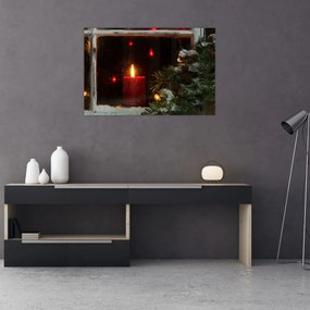 Tablou - Lumânare strălucitoare de Crăciun (90x60 cm)