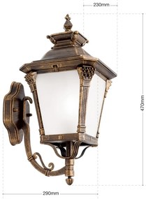 Aplica de perete exterior stil clasic IP23 Aiko AL 11-1138/1 Patina/aufwarts OR