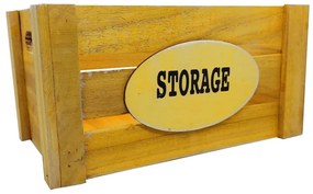 Set 3 Cutii depozitare STORAGE, Galben, Lemn