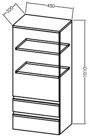 Dulap suspendat, Kolpasan, Alexis, cu 1 usa si 2 sertare, h101 cm, Craft Wood