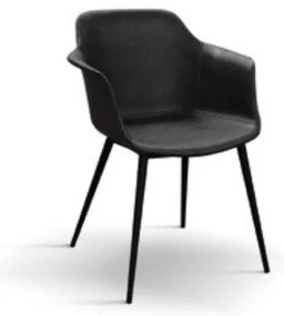 Scaun tip fotoliu River ,structura metalica ,piele ecologica - GRI ANTRACIT