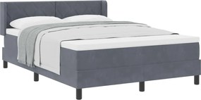 vidaXL Pat cu arcuri cu saltea Gri închis 190 x 140 cm Catifea
