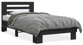846084 vidaXL Cadru de pat, negru, 90x190 cm, lemn prelucrat și metal