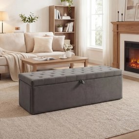 HOMCOM Pouf pentru ședere, suport pentru picioare, scaun, bancă mică, dulap pentru depozitare, gri | Aosom Romania