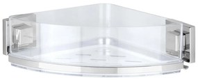 WENKO 22686100 - Poliță de colț VACUUM-LOC QUADRO ED 28 x 19,5 cm argintie/transparentă