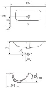 Cersanit S801-538 - Dulap suspendat pentru baie cu lavoar NIKO 80 x 45 cm, alb