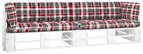 Canapea din paleti 2 locuri, cu perne, alb, lemn de pin tratat model rosu carouri, Canapea cu 2 locuri, Alb, 1