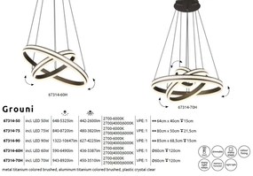 Lustra LED cu telecomanda design modern Grouni 60cm