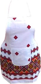 Sort de bucatarie din bumbac 100% Casa Gino®, cu buzunar, marime universala, cordon de prindere lung, Motive traditionale clasic