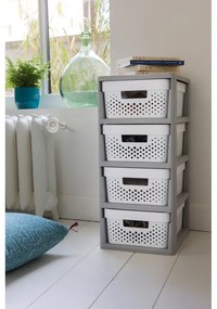 Etajeră pe roți albă/gri din plastic 29,5x65,5 cm Infinity – Curver