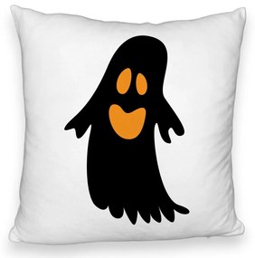 Perna Decorativa Fluffy cu motiv Fantoma de Halloween 2, 40x40 cm, Alba, Husa Detasabila, Burduf