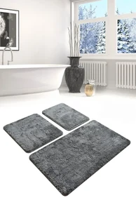 Set 3 covorase de baie Havai, Chilai, 40x60 cm/50x60 cm/60x100 cm, fume