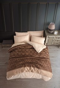 Set lenjerie pat CREATIVE, bumbac/poliester, maro/bej, 220x240 cm, cu