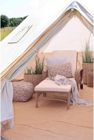 Șezlong de exterior reglabil cu roți și pernă din rattan sintetic pentru grădină și terasă, stil boho chic, „Riviera”