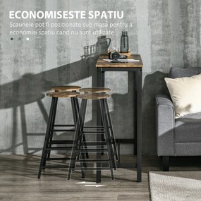 Set masa de bar industrial HOMCOM, masa dreptunghiulara cu 2 scaune | Aosom RO