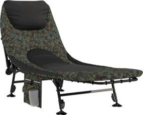 vidaXL Șezlong pescuit picioare reglabile de noroi, pliabil, camuflaj
