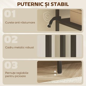 HOMCOM Consolă cu Rafturi Deschise pe 3 Niveluri, din Oțel, 55x30x85 cm, Negru | Aosom Romania