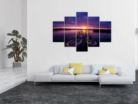 Tablou cu barci pescărești în port (150x105 cm)