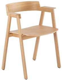 Scaun de dining în culoare naturală cu cotiere din lemn de stejar Flip – Gazzda