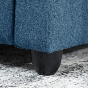 HOMCOM Fotoliu Reclinabil din Țesătură cu Efect de In cu Suport pentru Picioare, Albastru | Aosom Romania