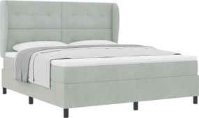 vidaXL Pat cu arcuri cu saltea Gri deschis 200 x 180 cm Catifea