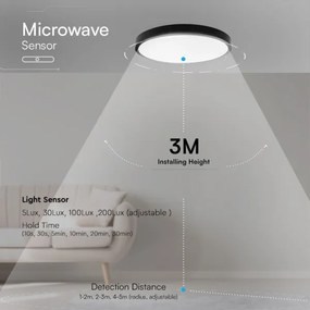 LED plafonieră baie cu senzor LED/18W/230V IP44 4000K pr. 29 cm + DO