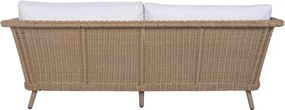 Set lounge exterior din rattan sintetic și structură din aluminiu cu canapea, 2 fotolii, masă și perne, finisaj natural, „Malibu”