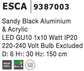 Pendul design minimalist Esca negru NVL-9387003