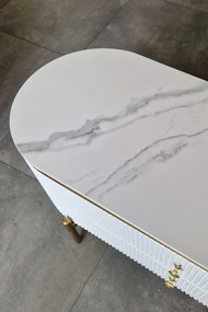 Comoda TV Morena alb/auriu L220 cm