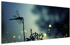 Tablou - Libelula în noaptea strălucitoare (120x50 cm)