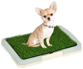 PawHut Toaletă pentru câini litieră cu covor de gazon artificial tavă și grilaj 46,5 x 34 cm | Aosom Romania