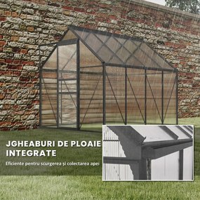 Outsunny Sera Walk-In Aluminiu &amp; Policarbonat – Ventilatie si Jgheab | Aosom Romania