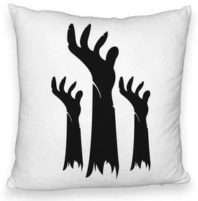 Perna Decorativa Fluffy cu motiv de Halloween 5, 40x40 cm, Alba, Husa Detasabila, Burduf