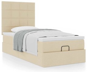 vidaXL Pat otoman cu saltea crem 100x200 cm stofa