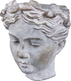 Ghiveci de piatra, pentru perete, forma cap femeie gri, 19x17x13 cm