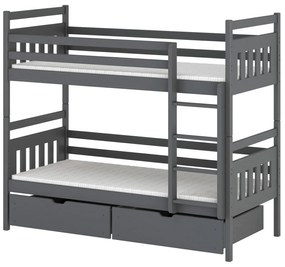 Pat etajat pentru copii 90 cm Aras (grafit). 615006