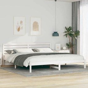 vidaXL Cadru de pat cu headboard Alb 180 x 220 cm Lemn de brad solid