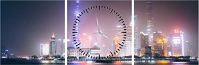 Tabloul Shangai nocturn (cu ceas) (90x30 cm)