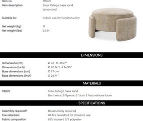 Taburete modern design LUX Ortega, Lyssa sand