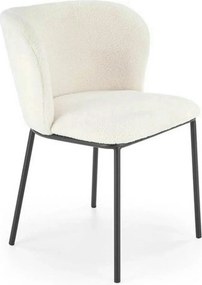 Scaun tapitat crem K518, crem, stofa buclata/metal, 57x59x75 cm