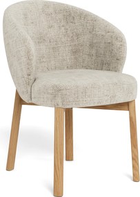 MAZZONI EXPORT DEBORA Bej (țesătură Juto 4)/cadru stejar vopsit - SCAUN DE LEMN ADÂNC PENTRU LIVING SUFRAGERIE BIROU RETRO