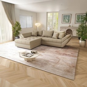 Colțar extensibil dumonde cu ladă de depozitare si sezut confortabil din spuma high-density, Loana Enjoy Camel 270x185 cm