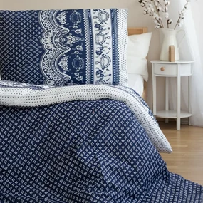 Lenjerie de pat polycotton Canzone albastru, 2 buc 140 x 200 cm, 2 buc 70 x 90 cm