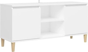 vidaXL Comodă TV cu picioare din lemn masiv, alb, 103,5x35x50 cm