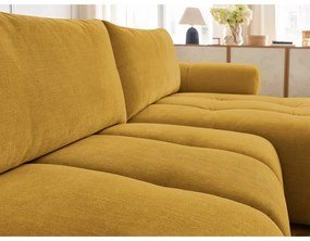 Colțar galben muștar extensibil/cu spațiu de depozitare (cu colț pe partea dreaptă/cu șezlong) Fuji – Bobochic Paris